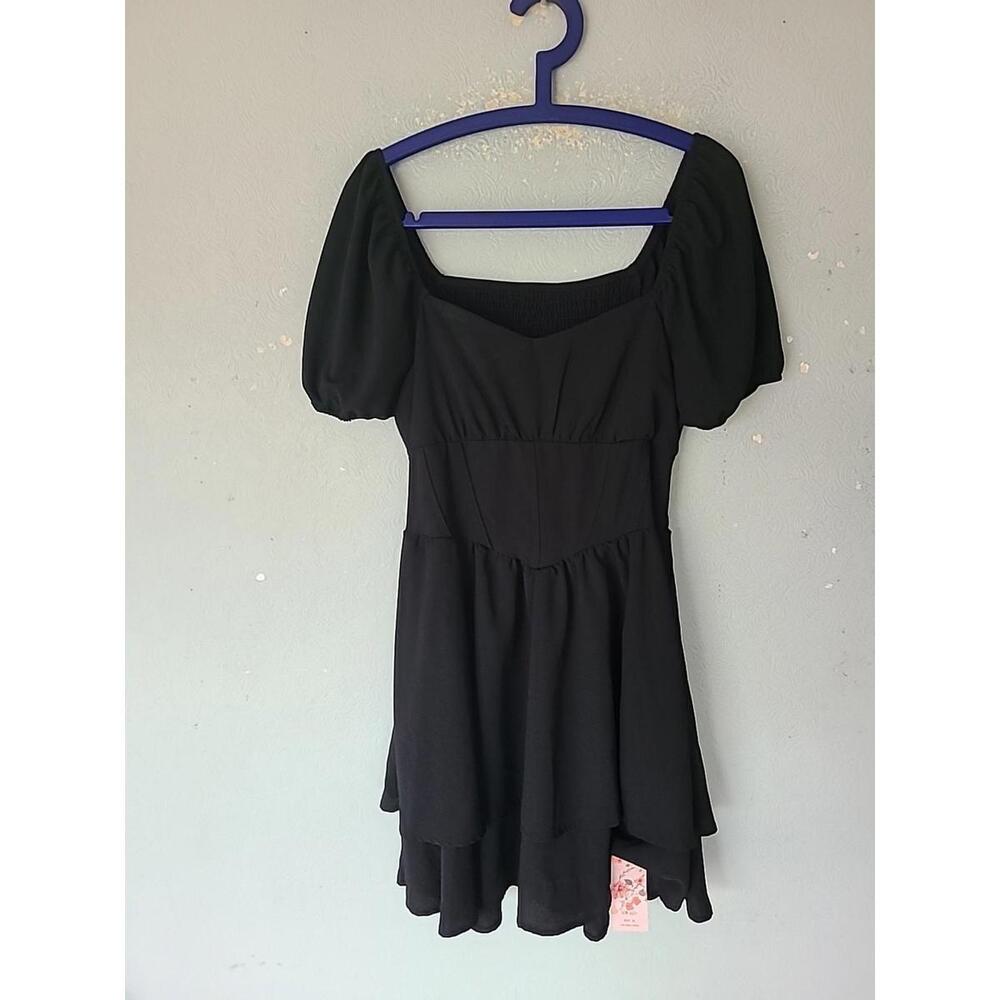 SHEIN BRAND NEW BLACK OFF THE SHOULDER ELASTICATED MAID STYLE SIZE 14 DRESS